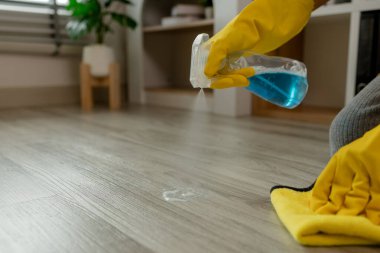 Her hafta sonu her şeyi düzenli tutmak için dairesini temizliyor. Oturma odasında hiç toz yok. Temizlik yaparken koruyucu giyiyormuş.