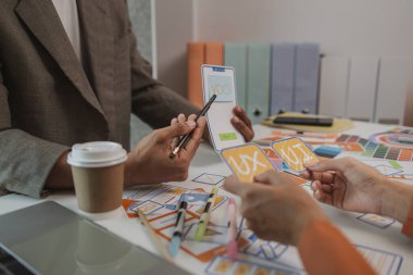 UX grafik tasarım planlama uygulama geliştirme prototipi, yazılım geliştirme ekibi, kopyalama alanı, UX geliştiricisi ve UI tasarımcısı, mobil uygulama arayüzü analizi ekibi