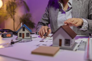 Tecrübeli bir kadın mühendis, özel ofisindeki bir ev modeline son bir çek veriyor. Planlara uyduğundan ve inşaatın bitiş tarihine yetiştiğinden emin olmak için.