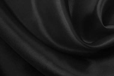 Black grey fabric texture background, detail of silk or linen pattern.