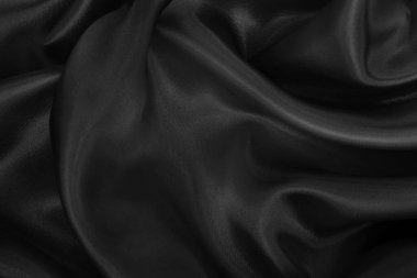Black grey fabric texture background, detail of silk or linen pattern.