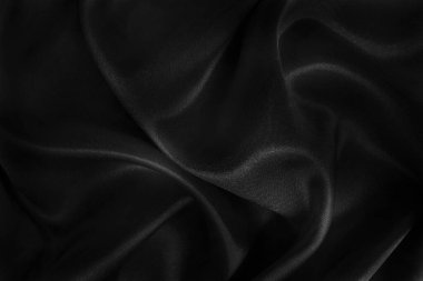 Black grey fabric texture background, detail of silk or linen pattern.