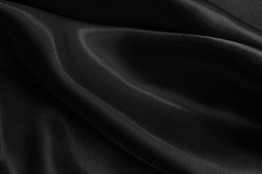 Black grey fabric texture background, detail of silk or linen pattern.