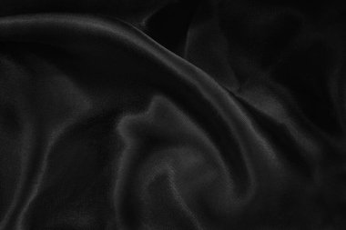Black grey fabric texture background, detail of silk or linen pattern.