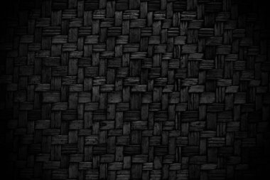 Eski siyah bambu dokuma dokusu arka plan, eski usul örülü rattan mat deseni.