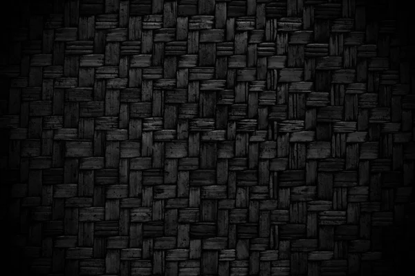 Vieux Fond Texture Tissu Bambou Noir Motif Tapis Rotin Tissé — Photo