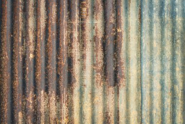 Arka plan için eski çinko vintage duvar dokusu, metal panel üzerindeki paslı desen.
