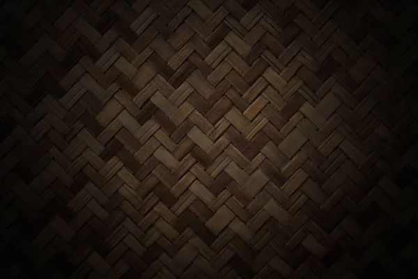 Старый Коричневый Бамбук Ткать Текстуру Фона Шаблон Тканого Коврика Ротанга — стоковое фото
