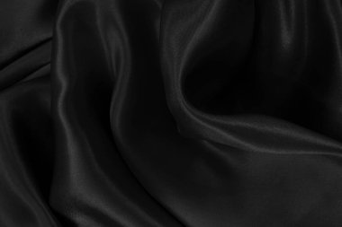 Black grey fabric texture background, detail of silk or linen pattern.