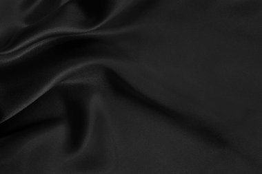 Black grey fabric texture background, detail of silk or linen pattern.