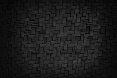 Eski siyah bambu dokuma dokusu arka plan, eski usul örülü rattan mat deseni.