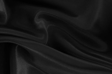 Black grey fabric texture background, detail of silk or linen pattern.