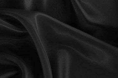 Black grey fabric texture background, detail of silk or linen pattern.