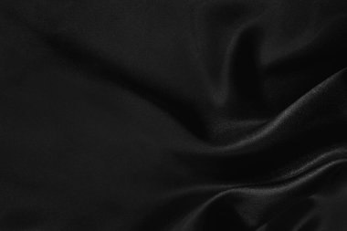 Black grey fabric texture background, detail of silk or linen pattern.