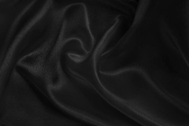 Black grey fabric texture background, detail of silk or linen pattern.