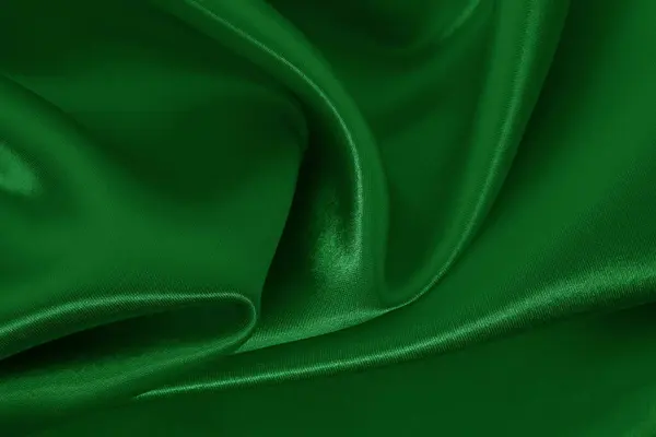 stock image Green emerald fabric texture background, detail of silk or linen pattern.