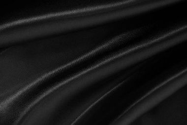 Black grey fabric texture background, detail of silk or linen pattern.