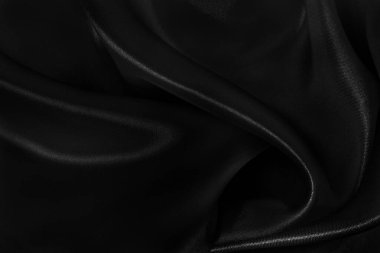 Black grey fabric texture background, detail of silk or linen pattern.