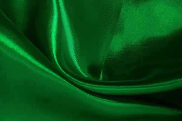 stock image Green emerald fabric texture background, detail of silk or linen pattern.