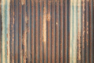 Arka plan için eski çinko vintage duvar dokusu, metal panel üzerindeki paslı desen.
