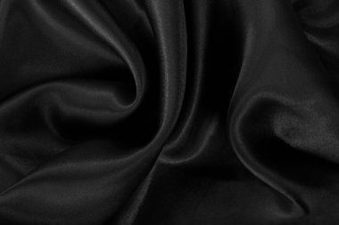 Black grey fabric texture background, detail of silk or linen pattern.