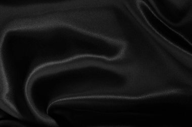 Black grey fabric texture background, detail of silk or linen pattern.
