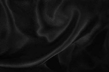 Black grey fabric texture background, detail of silk or linen pattern.