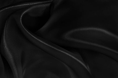 Black grey fabric texture background, detail of silk or linen pattern.