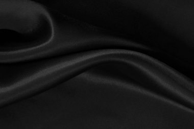 Black grey fabric texture background, detail of silk or linen pattern.