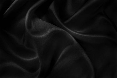 Black grey fabric texture background, detail of silk or linen pattern.