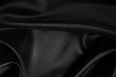 Black grey fabric texture background, detail of silk or linen pattern.