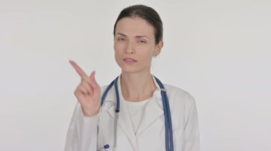 Genç Bayan Doktor Beyaz Arkaplanda Sallanan Kafa Onaylandı