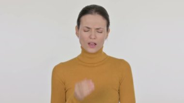 Beyaz Arkaplanda Dişi Ağrıyan Genç Kadın