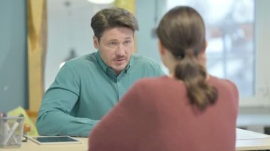 Young Creative Man Arguing with Female Worker, Financial Problems