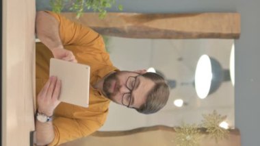 Shocked Middle Aged Businessman Reacting to Loss on Digital Tablet, Vertical Video