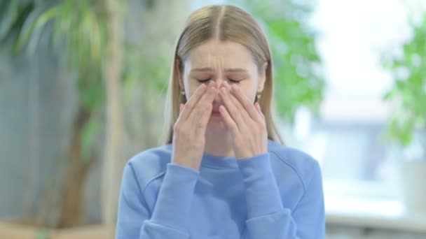 Portrait Broken Young Woman Crying — Wideo stockowe