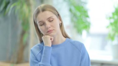 Portrait of Tired Casual Young Woman Sleeping