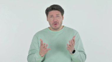 Disappointed Handsome Young Man Reacting Loss on White Background