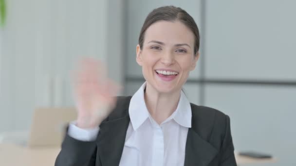 Confident Businesswoman Talking Online Video Call — Stock video