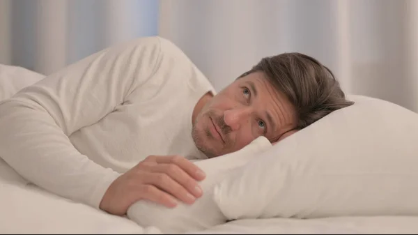 Penisve Mature Adult Man Sleeping Bed Side — Stock Photo, Image