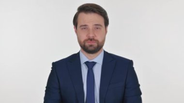 Orta Çağ İşadamı Beyaz Arkaplan 'da Sallanan Kafa