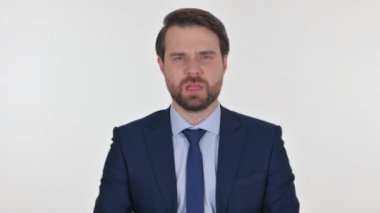 Beyaz Arkaplanda Migreni Olan Orta Çağ İşadamı