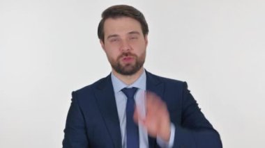 Beyaz Arkaplanda Video Sohbeti yapan Orta Çağ İşadamı