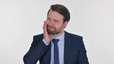 Beyaz Arkaplanda Diş Ağrısı Olan Orta Çağ İşadamı