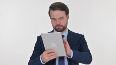 Beyaz Arkaplan Tabletinde Kaybı Olan Orta Çağ İşadamı