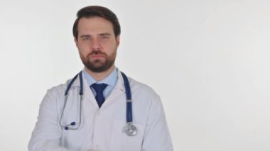 Beyaz Arkaplanda Kopyalama Uzayı Gösteren Doktor Portresi