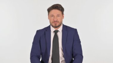 Beyaz Arkaplanda İşadamını Durdurmanın Portresi