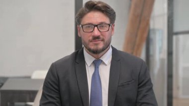 İşadamı orta gülümseyen portresi yaşlı