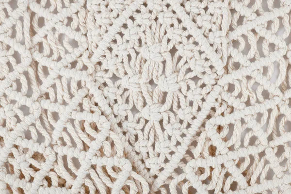 Крупным Планом Макрамская Стена Висит Шаблон Форма Текстиля Производится Использованием — стоковое фото