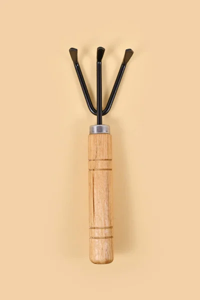 Kleines Gartenharkwerkzeug Mit Holzgriff — Stockfoto